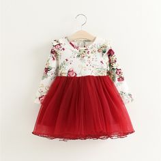 Children Dress Autumn Baby Girls floral Printed Princess Dresses Vestidos toddler girls Clothing Party Dress For Girls, Autumn Dresses, Flower Embroidered Dress, Pretty Floral Dress, Xmas Dress, Children Dress, Cute Floral Dresses, Girls Floral Dress, Girls Christmas Dresses