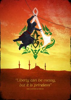 a poster with an image of a person on a horse and the words liberty can be messy, but it is priceless