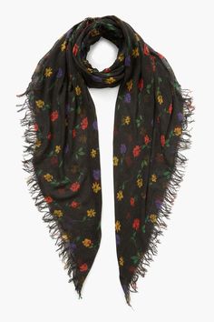 Black Valentina Floral Print Cashmere and Silk Scarf – Chan Luu Black Peony, Black And White Stars, Black Ombre, Inner Mongolia, Handmade Scarves, Black Scarf, Designer Scarves, Making Things, Chan Luu