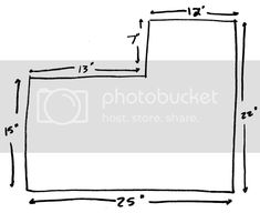 a drawing of a square frame with measurements