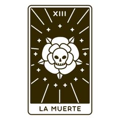 a black and white card with a skull in the middle, on top of it