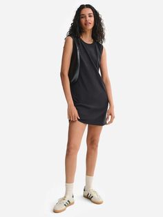 Organic Texture Muscle Tank Dress – MATE the Label Casual Stretch Dress With Ribbed Neckline, Stretch Crew Neck Dress For Work, Stretch Crew Neck Dresses For Work, Casual Bodycon Crew Neck Dress, Fit Dress, Muscle Tank, Muscle Tanks, Tank Dress, Fitted Dress