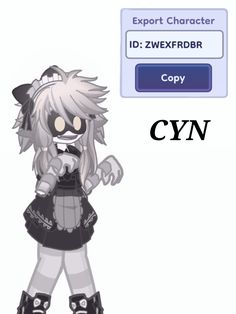 an anime character is standing in front of a computer screen with the name cyn on it