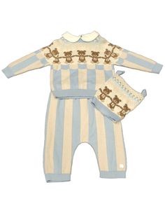 Brand new with tags Fendi baby 3pc cotton blue and beige teddy set with hat  3m FF logo blue stripes with animals Smoke and pet free home. Please ask all questions before bidding. Thank you. Please check out my store for more designer items to save on shipping. International bidders please note customs import fee may apply and is buyer's responsibility All sales final. For exceptions please contact me and I will work with you. There will be a 15% restocking fee for returns. All sales final. For exceptions please contact me, I will try my best to help. 15% restocking fee for returns Ff Logo, Designer Items, Baby & Toddler Clothing, Toddler Outfits, Baby Accessories, Blue Stripes, Baby Toddler, Fendi, Stripes