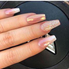 Rose Gold Nails Design, Gold Nail Designs, Gold Nail, Rose Gold Nails, Coffin Nails Long, Nail Designs Glitter, Birthday Nails, Coffin Nails Designs, Pretty Acrylic Nails