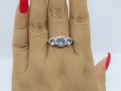 Vintage Sterling Silver Aquamarine & White Topaz Ring ...Marked 925...Total of weights 3.6grams...Size 8...Measure of Face 8.1MM...It's in very good condition. Topaz Ring, White Topaz, Vintage Sterling Silver, Aquamarine, Topaz, Ring Size, Engagement Rings, Band, Sterling Silver