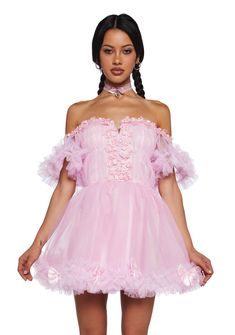 base|pink Rose Mini Dress, Off The Shoulder Mini Dress, Pink Mini Dress, Winter Rose, Sugar Thrillz, Fairy Queen, Skirts With Boots, Pink Doll, Pride Outfit