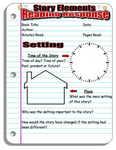 the story elements reading response worksheet for students to use in their homeschool