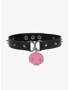 Kuromi Pink Skull Spiked Choker Kuromi Pink, Spiked Choker, Punk Looks, Kitty Clothes, Hello Kitty Clothes, Pink Skull, Hello Kitty Items, Hello Kitty Collection, Leather Chokers