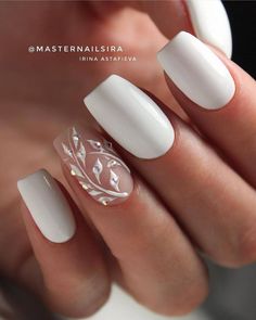 Shared by Yara. Find images and videos about white, nails and nail art on We Heart It - the app to get lost in what you love. Nail Bride, Bride Nail, Nail Wedding, Wedding Day Nails, Bridal Nails Designs, Wedding Nail Art Design, Bridal Nail Art, Idea Wedding, Nails Gold