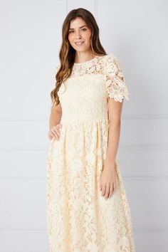 Exquisite lace overlay with intricate floral patterns
Flattering midi length with a feminine flared skirt
Short sleeves with scalloped lace trim
Crew neckline for a timeless, elegant look
woven fabric with a lightweight, breathable feel
This stunning lace dress exudes sophistication and grace, making it a perfect choice for formal occasions like weddings, races, or graduations. The intricate lace overlay with its delicate floral motifs adds a touch of romance, while the midi length and flared skirt create a flattering, feminine silhouette. Pair it with strappy heels and a clutch for a refined, glamorous ensemble that will turn heads wherever you go. Dresses Lace Short, Midi Dress Fall, Short Sleeve Midi Dress, Occasion Dresses Wedding, Sequin Outfit, Skirt Short, Lace Short, Feminine Silhouette, Puff Sleeve Dresses