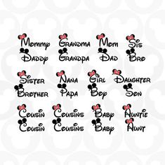 mickey and minnie mouse family name decals