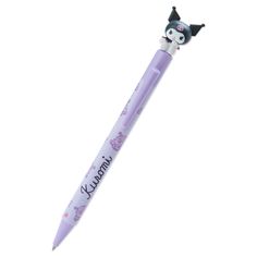 a purple pen with a black cat on it's head and writing that says happy birthday