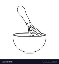 a whisk in a bowl with a beater on the side line art