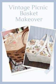 an advertisement for a vintage picnic basket makeover