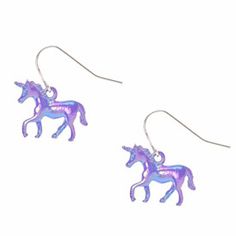 Purple Unicorn Drop Earrings Emo Earrings, Purple Jewellery, Claires Earrings, Purple Drop Earrings, Unicorn Jewelry, Unicorn Earrings, Unicorns And Mermaids, Purple Unicorn, Purple Jewelry