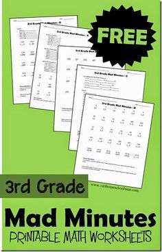 the 3rd grade mad minutes printable math worksheet is shown with three sheets