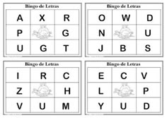 four printable spanish alphabets with the letters and numbers in each letter, which are missing