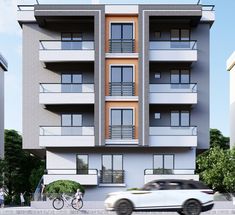 an artist's rendering of a two story apartment building