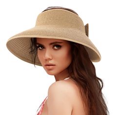 PRICES MAY VARY. 👒One Size & Premium Material - ONE SIZE FITS MOST: suitable for head circumference 21.5-23.5 inches. The sun visor is composed of a superior paper straw material that is sweat-absorbent, breathable, and lightweight. The sun hat is made of straw that is tightly woven to prevent the sun from shining directly in your face while yet being comfortable and durable. 👒UPF 50+ UV Protection - The beach hat has an 11.5cm-long brim. This longer brim offers more complete UV protection, gi Straw Beach Hat, Straw Hat Beach, In Your Face, Sun Hats For Women, Summer Hat, Hat For Women, Sun Visor, Beach Hat, Head Circumference