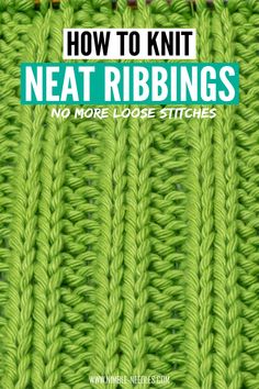 the front cover of how to knit neat ribbings, with text overlay