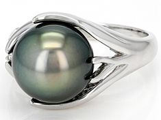 11mm Cultured Tahitian Pearl With 0.03ctw White Topaz Rhodium Over Sterling Silver Ring. Measures approximately 1/2" L x 9/16" W and is not sizeable. Colors, shapes, and sizes may vary. White Gold Tahitian Pearl Jewelry For Anniversary, Classic Silver Ring With Tahitian Pearl, Classic Silver Tahitian Pearl Ring, Tahitian Pearl Round Jewelry For Anniversary, Tahitian Pearl Jewelry For Anniversary, White Gold Tahitian Pearl Rings For Formal Occasions, Formal White Gold Rings With Tahitian Pearl, Formal White Gold Tahitian Pearl Rings, Silver Tahitian Pearl Round Jewelry