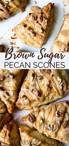 some brown sugar pecan scones on a white plate