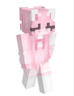 an image of a pink pixellated character with eyes and hands on his chest, standing in