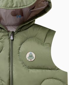 Cold weather is no match for the enthusiasm of a small explorer. All your little daydreamer needs is the right layer to stay comfortable and look effortlessly cool. With GRS recyclable certification, this durable design diverts waste from landfills, requires fewer production resources, and uses sustainable materials. Our sleeveless puffer comes stuffed with fluffy and warm RDS-certified white duck down filling to keep kids warm and toasty. Understated cloud-shaped stitching plays across the exte Playful Cotton Outerwear For Outdoor, Playful Green Outerwear For Outdoors, Playful Green Outerwear For Outdoor, Playful Green Outdoor Outerwear, Sleeveless Puffer, Jumpsuit Jacket, White Duck, White Ducks, Sustainable Materials