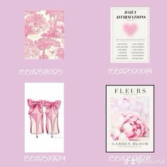 four different types of pink items on a purple background with the words valentine's day written below them