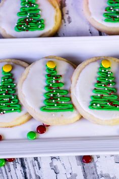 decorated cookies in the shape of christmas trees