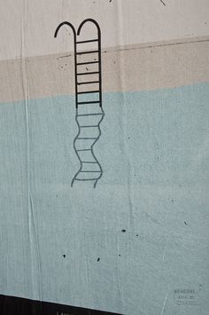 a drawing of a ladder on the side of a building