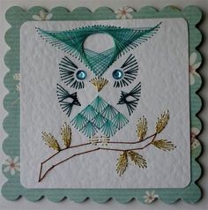 a card with an owl on it's face