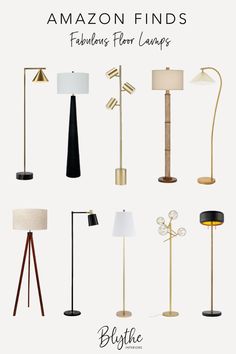 an assortment of lamps and floor lamps with the words amazon finds fabulous floor lamps on them