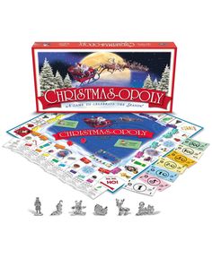 the christmas and doody board game is open to reveal an image of santa's sleigh