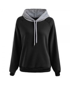 Buy Striped Edge Drawstring Hoodie - Black - 3992574913 online, fidn many other Women's Hoodies & Sweatshirts Women's Hoodies, Cheap Hoodies, Hoodie Size Chart, Sweatshirts Online, Plaid Fashion, Women Hoodies Sweatshirts, Drawstring Hoodie, Sea Green, Oversize Hoodie