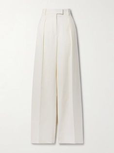 Linen Pants Outfit, Off White Pants, White Wide Leg Pants, Monochromatic Outfit, White Linen Pants, Classic Pants, Wide Leg Linen Pants, Wide Pants, White Pants