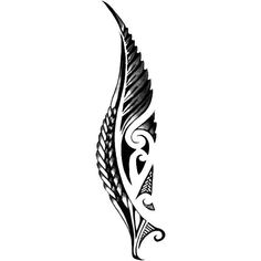 a black and white image of a feather tattoo design on the back of a woman's arm