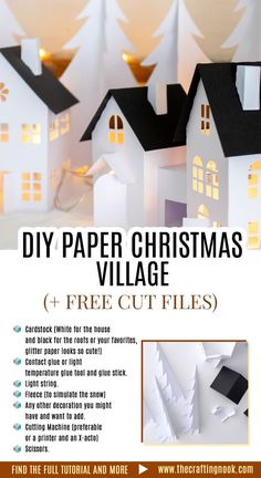 a flyer for a paper christmas village