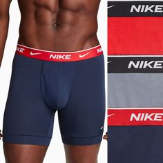 Classic comfort. Thanks to their performance design, these men's Nike boxer briefs keep you comfortable all day long. Classic comfort. Thanks to their performance design, these men's Nike boxer briefs keep you comfortable all day long. 3-pack Nike Dri-FIT moisture-wicking technology helps you stay dry and comfortable Breathable stretch fabric Fly frontFIT & SIZING Regular fit 6-inch approximate inseamFABRIC & CARE Cotton, spandex Machine wash Imported Color: Navy. Gender: male. Age Group: adult. Nike Boxers, Boxer For Men, Boxers Briefs, Tall Chest, Fitness Apparel, Boxer Briefs, Men's Nike, Nike Dri Fit, Cotton Spandex