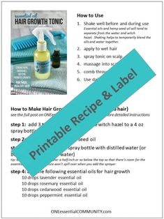 easy, natural DIY hair growth tonic recipe with essential oils - strengthens hair, moisturizes, prevents breakage for thick, fast growing hair {DIY hair growth, natural hair growth, essential oil recipes, essential oil uses, oils for hair, lavender essential oil, peppermint essential oil, rosemary essential oil, cedarwood essential oil} Tonic Recipe, Hair Remedies For Growth