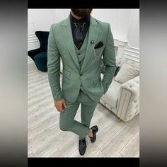 Suits & Blazers | Eucalyptus Green Suit New | Poshmark Eucalyptus Mens Suit, Green Fitted Elegant Sets, Green Fitted Sets, Green Notch Lapel Suit With Buttons, Semi-formal Single-breasted Green Three-piece Suit, Green Three-piece Suit With Notch Lapel And Slim Fit, Classic Green Three-piece Single-breasted Suit, Brothers Wedding, Eucalyptus Green