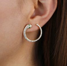 Snake shape  Stud earrings  Surgical grade  Handmade zircon settings  L*W; 1*1 inches Snake Cute, Snake Rings, Jewelry Minimal, Jewelry Ear, Snake Ring Silver, Minimal Earrings, Snake Earrings, Geometric Circle, Snake Ring