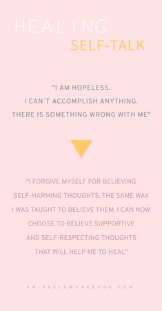 a pink and yellow poster with the words, healing self talk