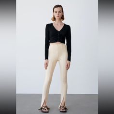 New With Tags. Zara Jumpsuit, Ribbed Leggings, Zara Pants, Colorful Leggings, Pant Jumpsuit, Pants For Women, Im Not Perfect, Zara, Stock Photos