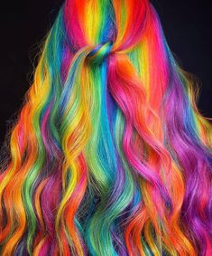 Emo Hairstyle, Pastel Rainbow Hair, Hair Rainbow, Rave Hair, Cute Hair Colors, Rainbow Hair Color, Neon Hair