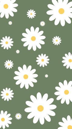 white daisies on a brown background with small yellow dots in the center and bottom