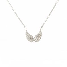 "Our inventory is limited on Etsy. You can find more quantities and unique designs by vising our website: www.nanabijoujewelry.com This unique double winged charm pendant is composed of 14K solid gold and beautifully complemented by a durable 14K solid gold adjustable chain, finished with a secure lobster claw clasp and Nana Bijou signature logo tag. ♦ Pendant Dimensions: approximately 12mm (w) x 9mm (h) ♦ Metal Finish: High Shine Polish ♦ This design is available in Rose, White and Yellow 14K G Wing-shaped White Gold Necklace For Gift, Neck Choker, Solid Gold Chains, Wing Necklace, Logo Tag, Handcrafted Necklace, Link Necklace, Unique Necklaces, Memorial Gifts