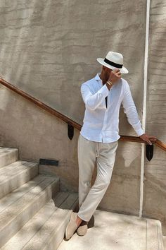 Morocco Travel Outfit, Linen Shirt Outfit, Party Outfit Men, Black Rose Flower, Mens Summer Outfits, All White Party, White Linen Shirt, Linen Men, Mens Fashion Edgy