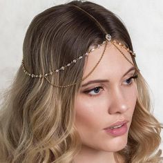 Marquise Crystal and Chain Tiered Headpiece Forehead Hair, Hair Chains, Headpiece Jewelry, Crystal Headpiece, Head Chain, Head Jewelry, Head Piece, Classy Jewelry, Fancy Jewellery